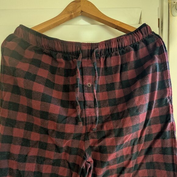 Garnet Hill Mens Organic pima cotton pajama bottoms red black - Picture 1 of 7